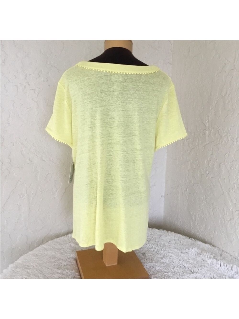 Croft & Barrow bobble trimmed short sleeve tee Womans size XL yellow - Picture 3 of 12